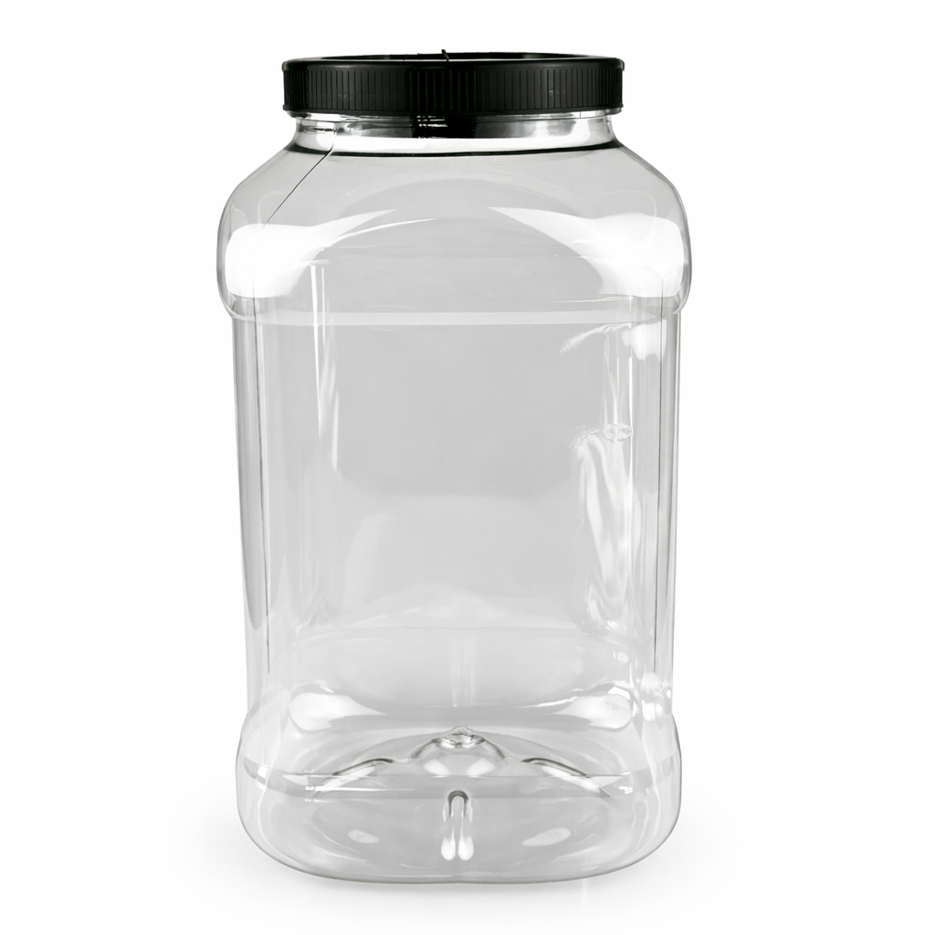 Пластикова банка 5 л з чорною кришкою 110 мм, банки для сипучих