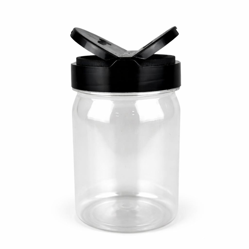 Баночка для спецій 250 мл з кришкою чорною ПЕТ