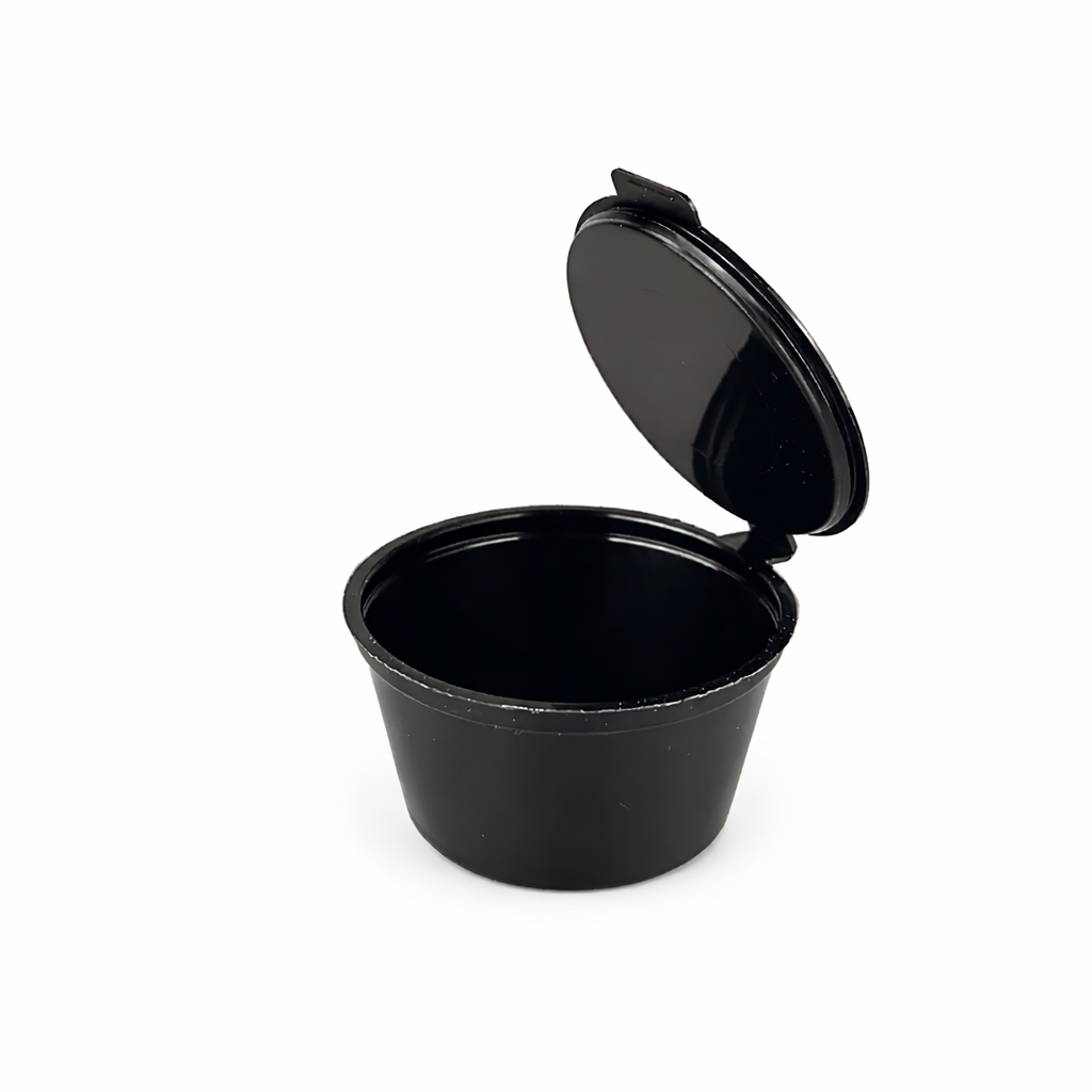 Соусник круглий 30 мл "Black" з кришкою чорний герметичний