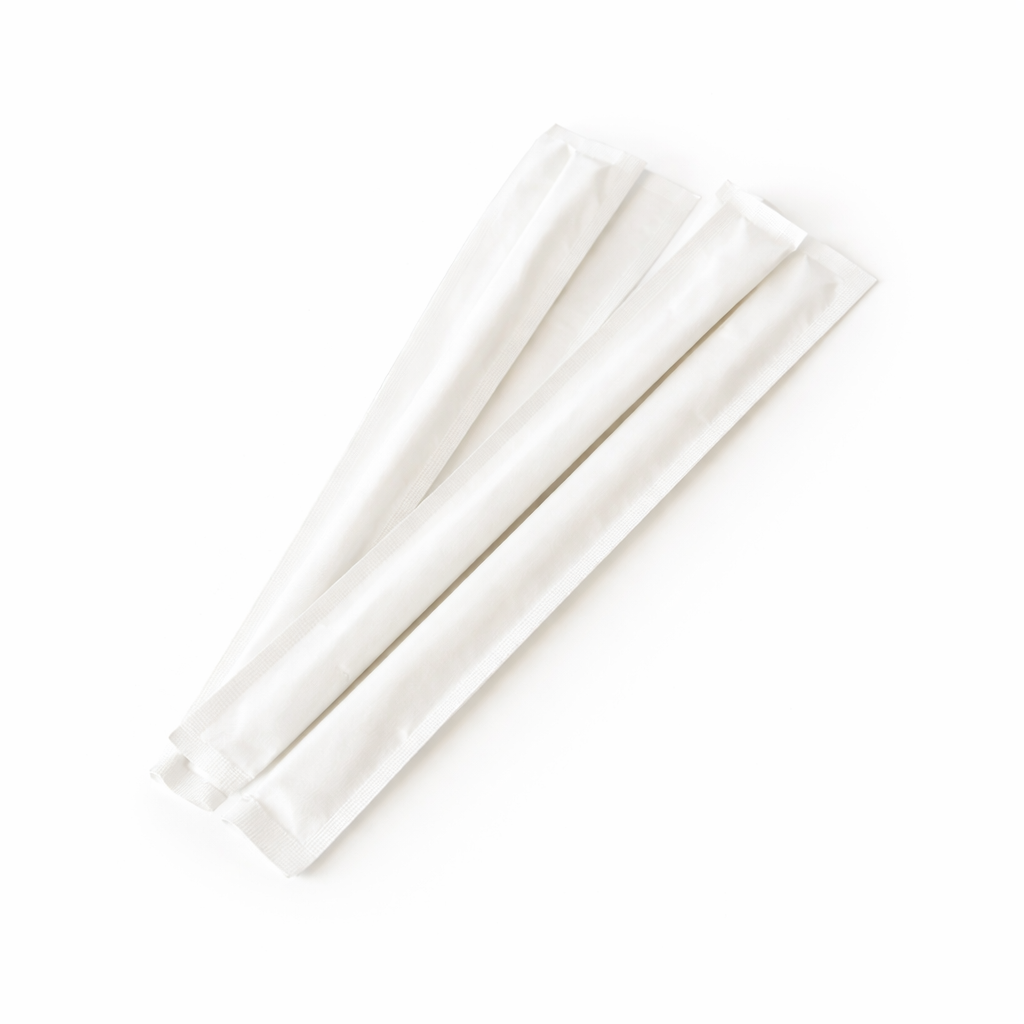 Бамбукові палички для суші та азіатської кухні в білій індивідуальній упаковці, круглі