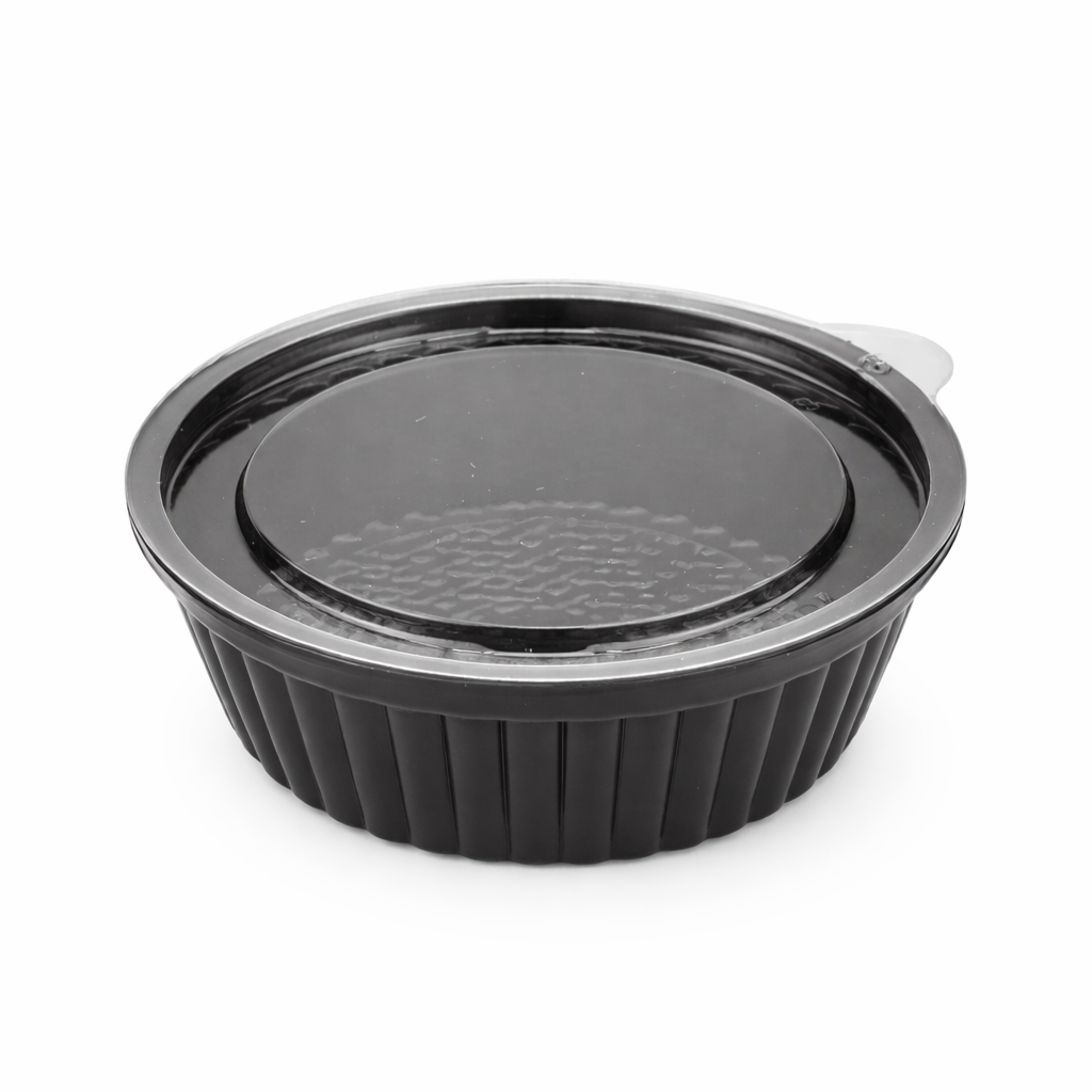 Соусник пластиковий, ємність для холодних страв 120 мл чорний (РЕТ)