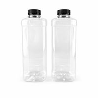 Пляшка пет 1 л Преміум  квадратна з широким горлом 38 мм, (1/уп/25/шт), з чорною кришкою ПЕТ