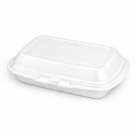 Ланч-бокс зі спіненого полістиролу  390х242х74 мм білий на два відділи - 2