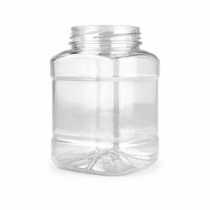 Пластикова банка квадратна 500 мл під кришку 63 мм, прозора банка ПЕТ