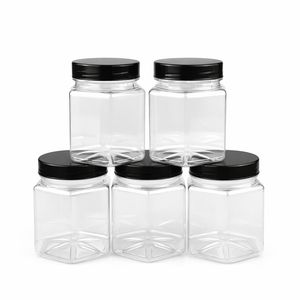 Баночка пластикова 250 мл шестигранна з кришкою чорною 63 мм (1уп/5шт)