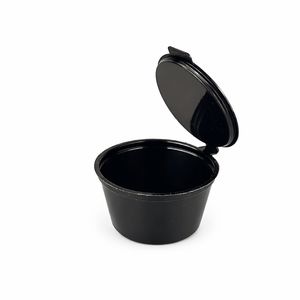 Соусник круглий 30 мл "Black" з кришкою чорний герметичний - 1