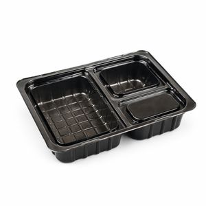 Соусник чорний на 3 секції з кришкою 140 мл  (1/уп/50/шт), негерметичні - 1