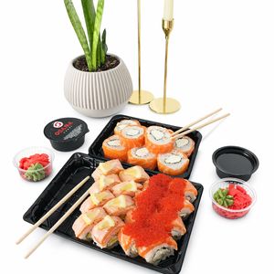 Упаковка для суші, ролів та холодних страв 184х129 мм, чорна (уп/10 шт) - 2